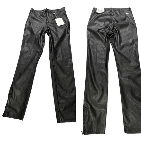 NEW Kancan Faux Leather sz 26 High Waist Black Pleather Leggings Skinny Pants - Picture 2 of 10